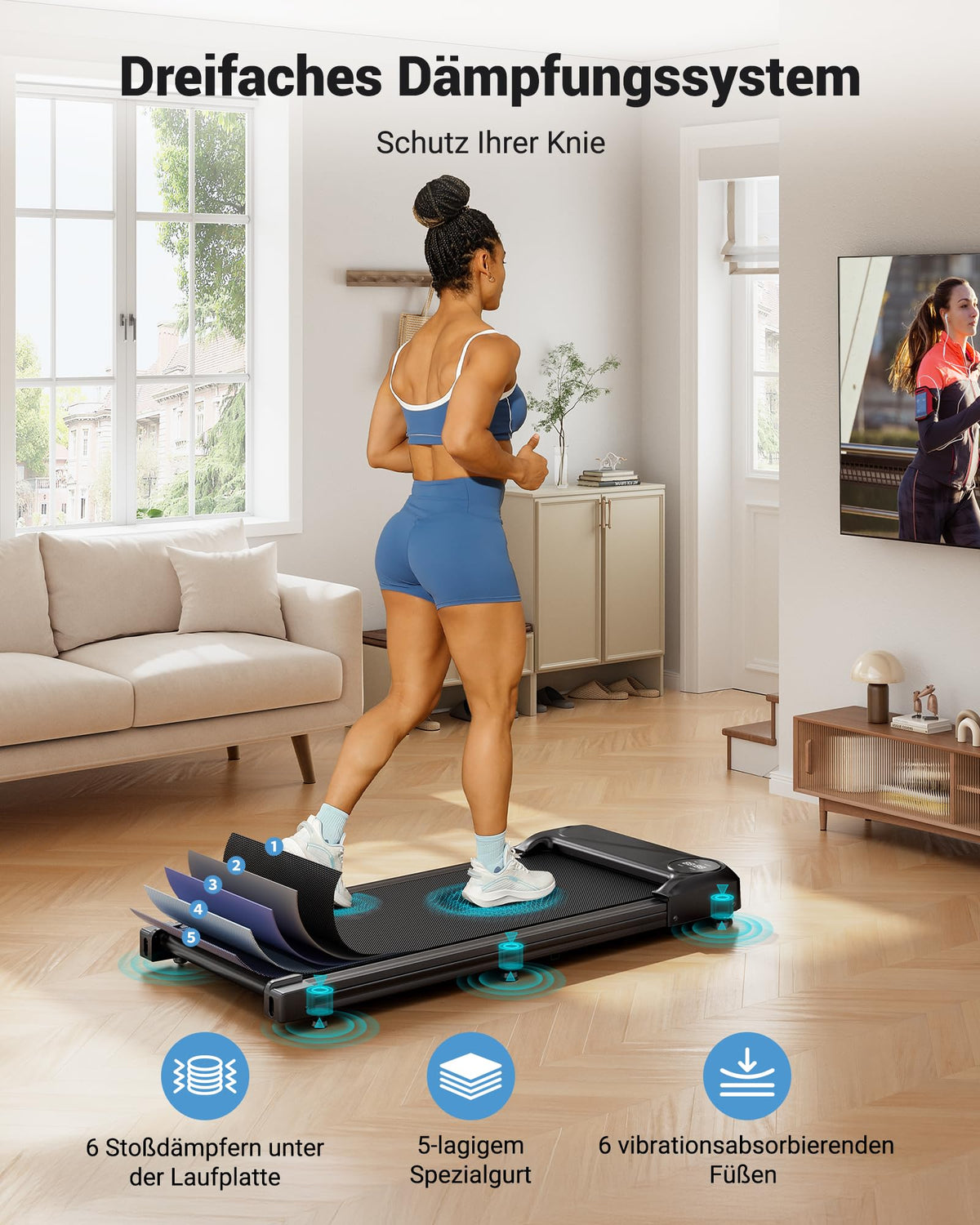 THERUN Walking Pad – 2-in-1 kleines Laufband mit leisem 2,75-PS-Motor