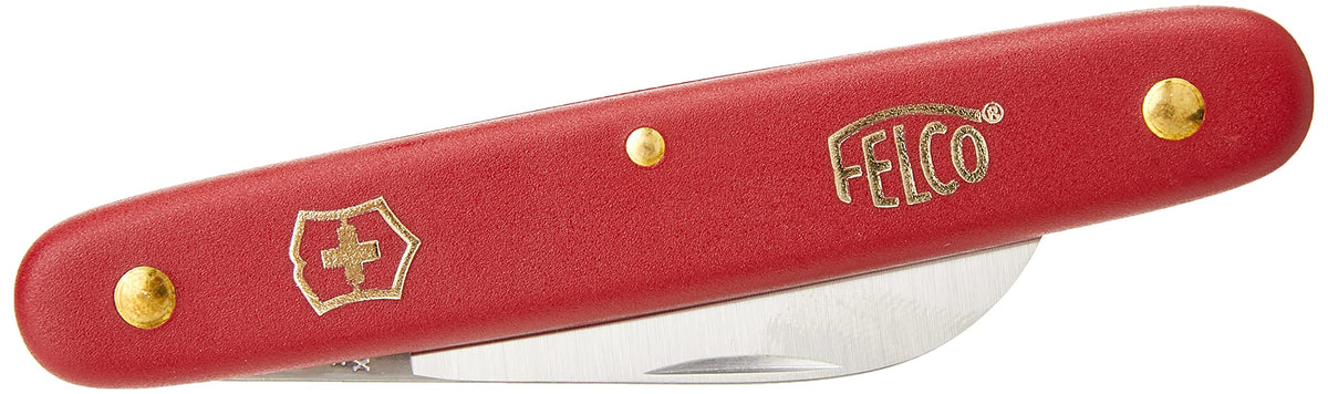 FELCO 3.90 60 Okulier- und Schneidmesser (Länge 100 mm, Klinge 57 mm, Schneidmesser für Pfropfungen, Klinge stark gebogen, Gartenmesser aus Edelstahl)