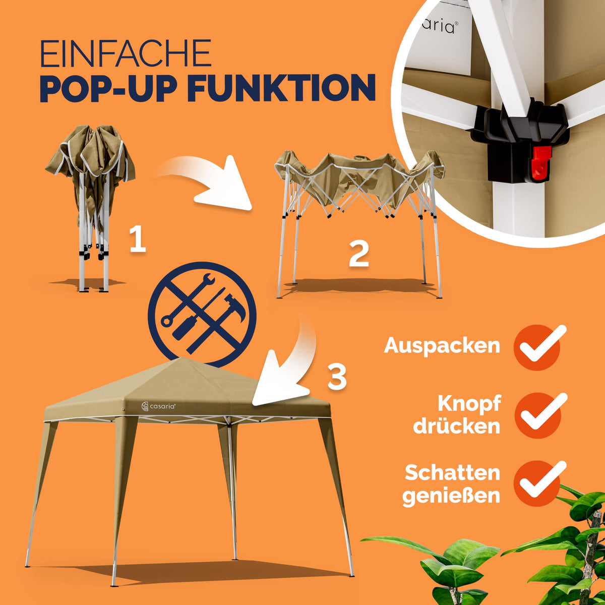 CASARIA Pavillon Capri 3x3m Pop-up Beige