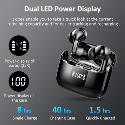 2026 Bluetooth Kopfhörer in Ear, 6D Stereo Kopfhörer Kabellos Bluetooth 5.4