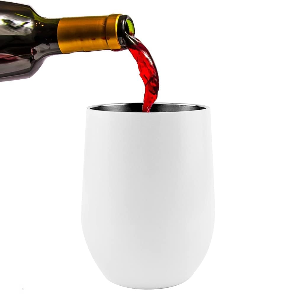 2 Stück Weinbecher Edelstahl, 12 OZ Thermotasse mit Deckel,Weinbecher To Go
