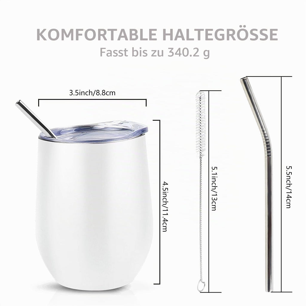 2 Stück Weinbecher Edelstahl, 12 OZ Thermotasse mit Deckel,Weinbecher To Go