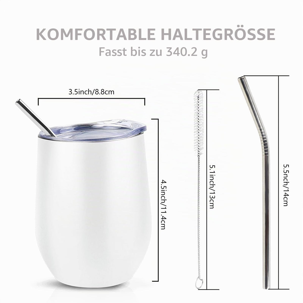 2 Stück Weinbecher Edelstahl, 12 OZ Thermotasse mit Deckel,Weinbecher To Go
