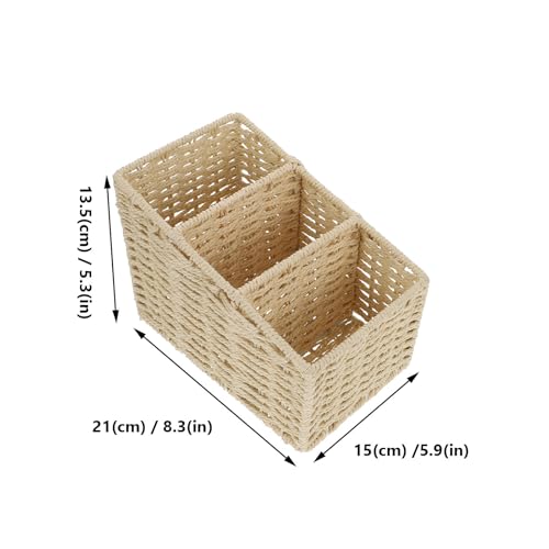 Ciieeo Aufbewahrungsbox mit 3 Fächern aus Papierseil Natürliche Optik Flacher Boden Organizer für Kleinteile und Zimmerdekoration für Schreibtisch und Schlafzimmer
