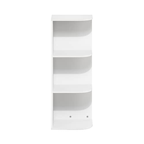 Furinno PASIR 3-stöckiges Eckregal, offenes Bücherregal, Weiß