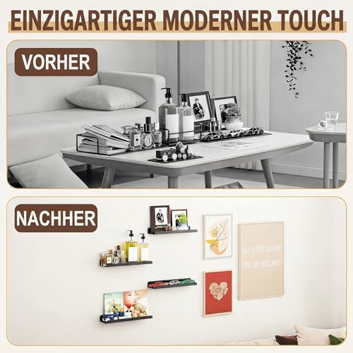 Schwarze Schweberegale, 3er Set, Industrieller Stil Metall Wandregale, Verschiedene Größen Wandmontiertes Lagerregal für Schlafzimmer, Wohnzimmer, Badezimmer, Küche