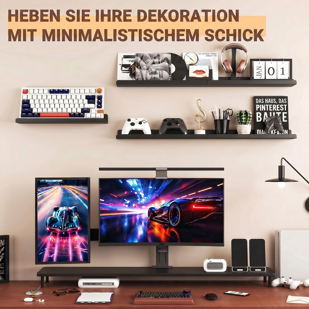 Schwarze Schweberegale, 3er Set, Industrieller Stil Metall Wandregale, Verschiedene Größen Wandmontiertes Lagerregal für Schlafzimmer, Wohnzimmer, Badezimmer, Küche