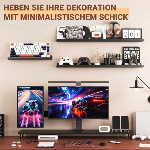 Schwarze Schweberegale, 3er Set, Industrieller Stil Metall Wandregale, Verschiedene Größen Wandmontiertes Lagerregal für Schlafzimmer, Wohnzimmer, Badezimmer, Küche