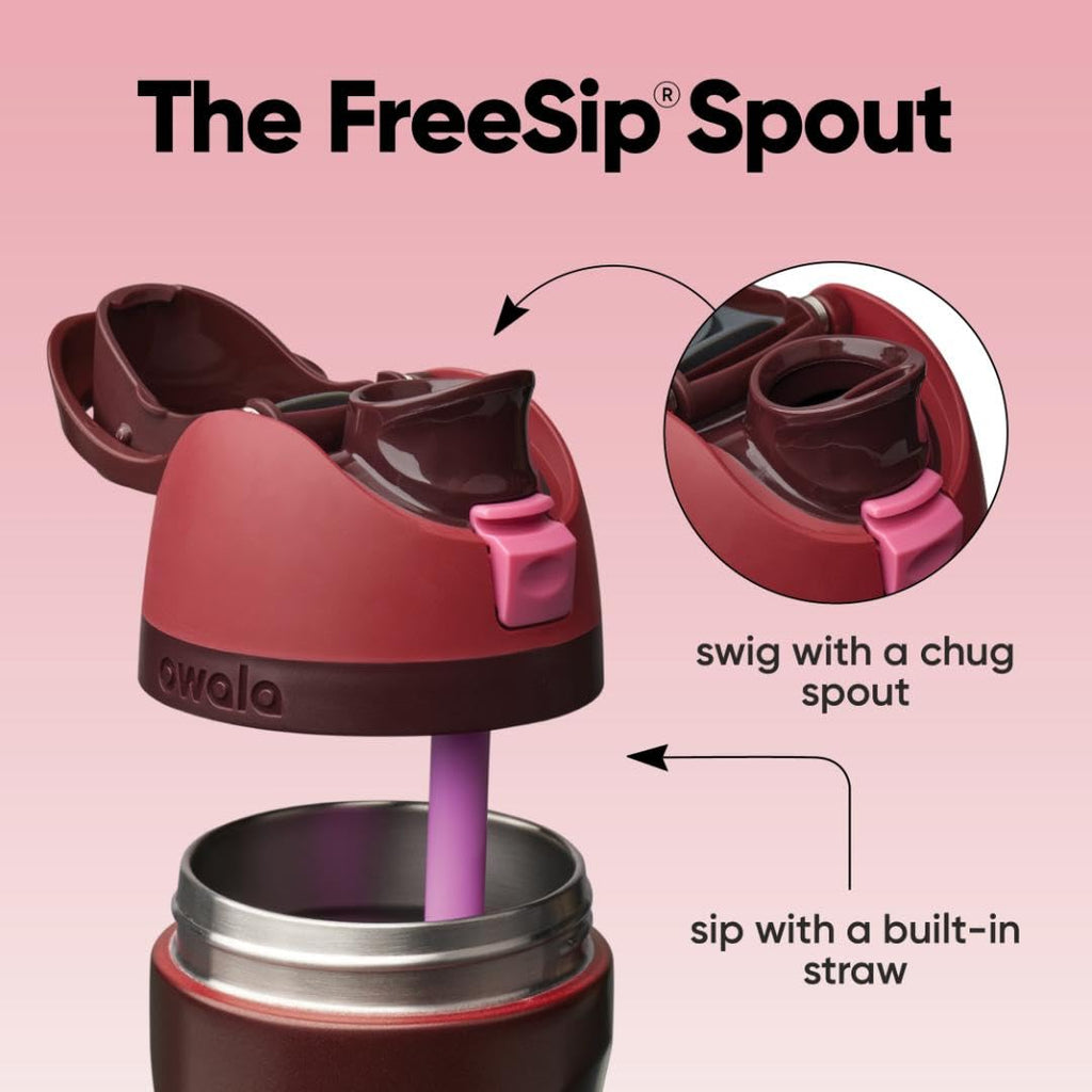 Owala FreeSip - Stainless Steel - 24-oz. - Red (Black Cherry) (Amazon)(A7)