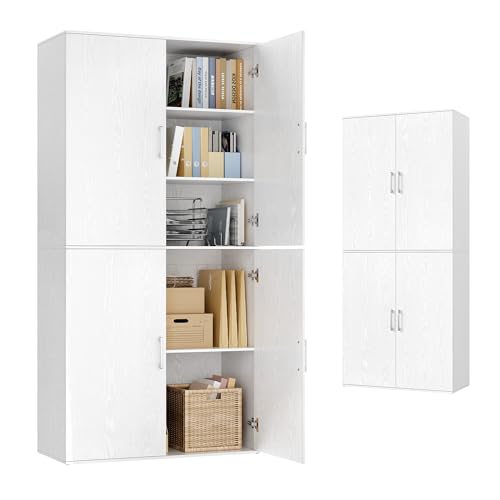 VASAGLE Mehrzweckschrank, mit 4 Türen, 5 Ablagen, 80 x 40 x 180 cm