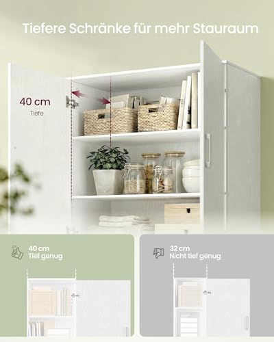 VASAGLE Mehrzweckschrank, mit 4 Türen, 5 Ablagen, 80 x 40 x 180 cm