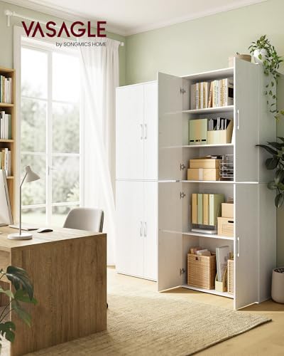VASAGLE Mehrzweckschrank, mit 4 Türen, 5 Ablagen, 80 x 40 x 180 cm