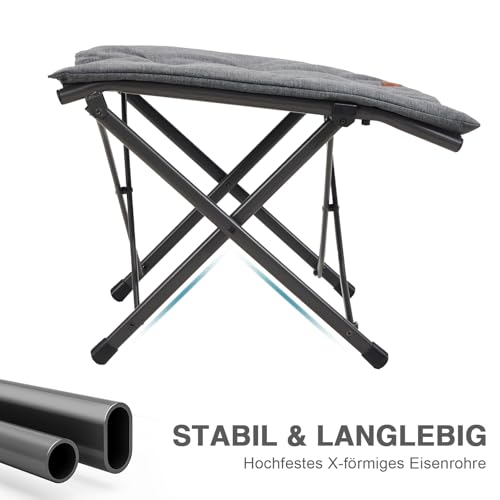EVER ADVANCED Fußhocker Fußablage Faltbar Klapphocker mit Höhe von 47cm Klappbarer Hocker Gepolstert Fußstütze für Sessel Garten- und Balkonstuhl