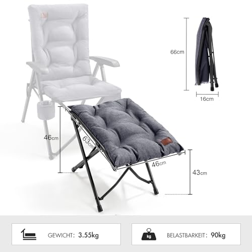 EVER ADVANCED Fußhocker Fußablage Faltbar Klapphocker mit Höhe von 47cm Klappbarer Hocker Gepolstert Fußstütze für Sessel Garten- und Balkonstuhl