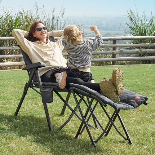 EVER ADVANCED Fußhocker Fußablage Faltbar Klapphocker mit Höhe von 47cm Klappbarer Hocker Gepolstert Fußstütze für Sessel Garten- und Balkonstuhl