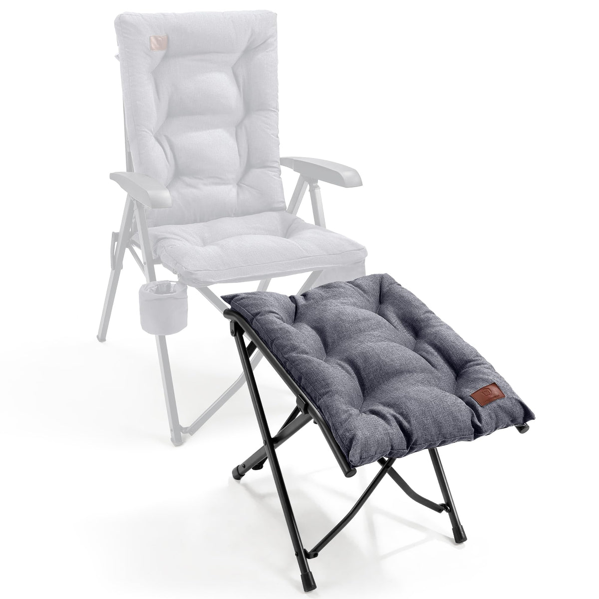 EVER ADVANCED Fußhocker Fußablage Faltbar Klapphocker mit Höhe von 47cm Klappbarer Hocker Gepolstert Fußstütze für Sessel Garten- und Balkonstuhl