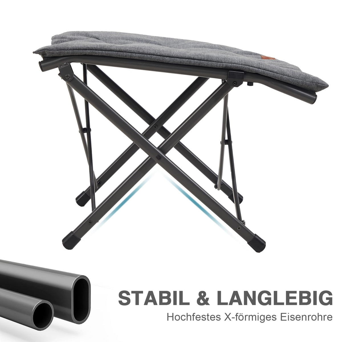 EVER ADVANCED Fußhocker Fußablage Faltbar Klapphocker mit Höhe von 47cm Klappbarer Hocker Gepolstert Fußstütze für Sessel Garten- und Balkonstuhl