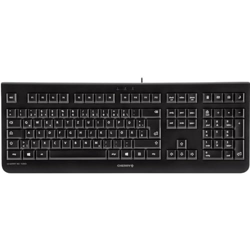 CHERRY KC 1000 - USB Tastatur - Flaches Design - Kabelgebunden - „der Blaue Engel“ - GS-Zulassung - QWERTZ Business-Tastatur - Deutsches Layout - Schwarz
