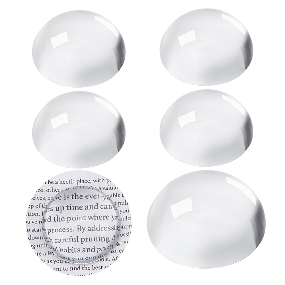 PH PandaHall 5 Stück Kristallkuppel 4cm Briefbeschwerer Aus Glas Vergrößerungsglas Runder Glasblock lear Verzerrungsfreie Optik Konvexe Linse Büro Desktop Zubehör Tisch Dekorateur Zum Lesen