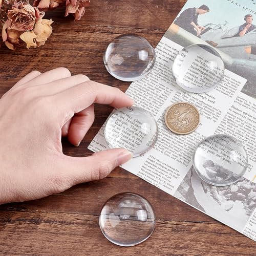 PH PandaHall 5 Stück Kristallkuppel 4cm Briefbeschwerer Aus Glas Vergrößerungsglas Runder Glasblock lear Verzerrungsfreie Optik Konvexe Linse Büro Desktop Zubehör Tisch Dekorateur Zum Lesen