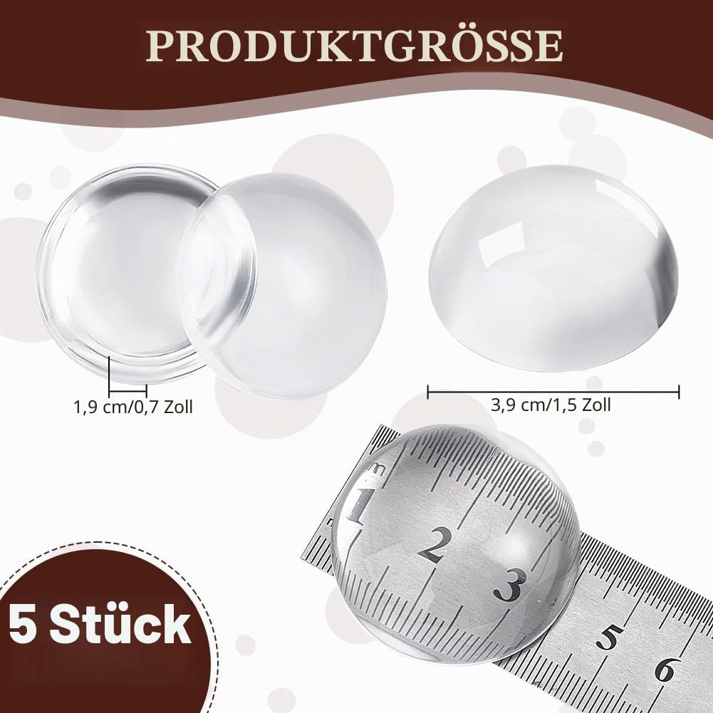 PH PandaHall 5 Stück Kristallkuppel 4cm Briefbeschwerer Aus Glas Vergrößerungsglas Runder Glasblock lear Verzerrungsfreie Optik Konvexe Linse Büro Desktop Zubehör Tisch Dekorateur Zum Lesen