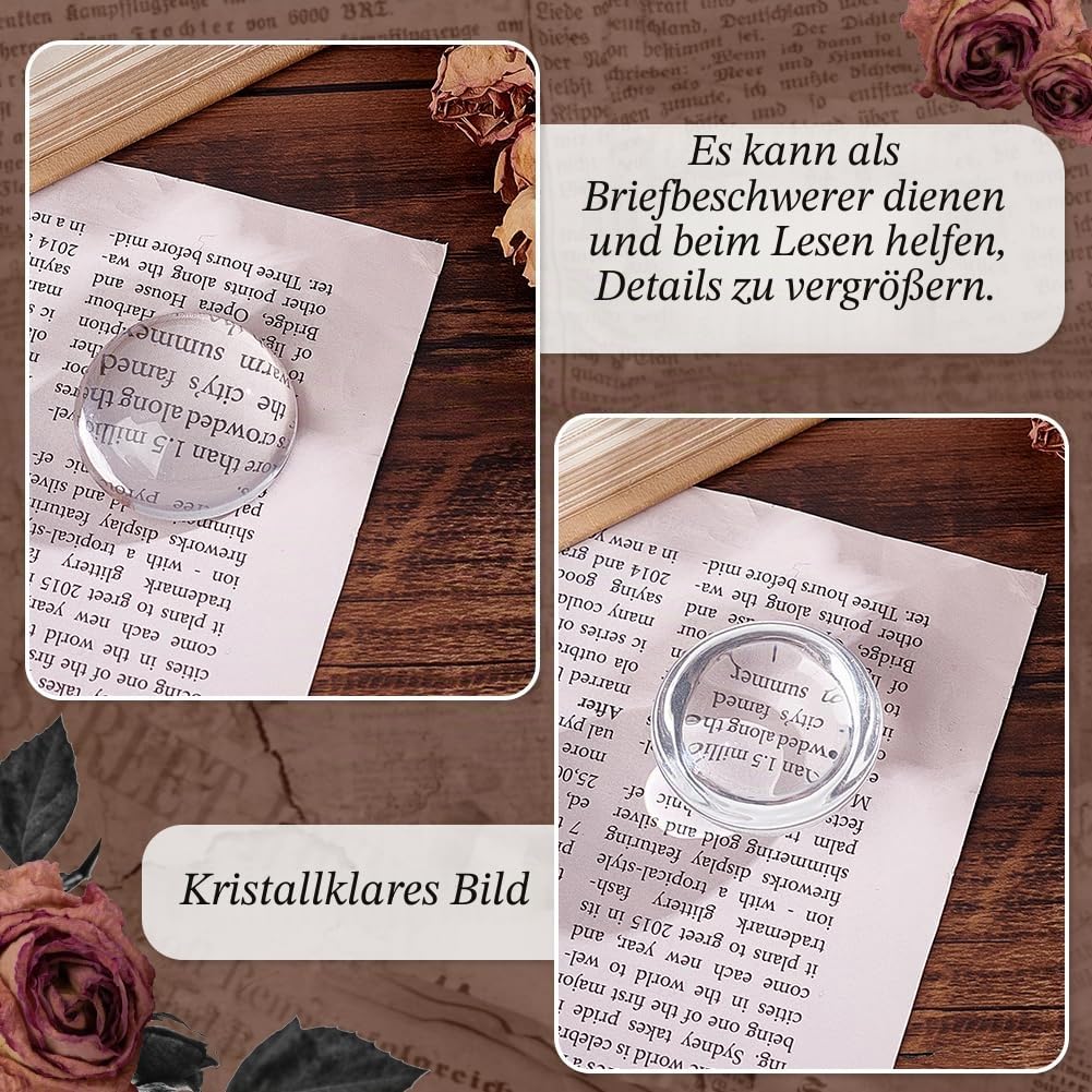 PH PandaHall 5 Stück Kristallkuppel 4cm Briefbeschwerer Aus Glas Vergrößerungsglas Runder Glasblock lear Verzerrungsfreie Optik Konvexe Linse Büro Desktop Zubehör Tisch Dekorateur Zum Lesen