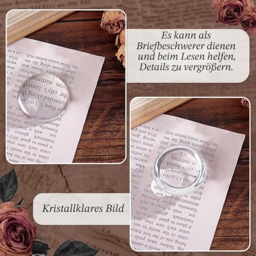 PH PandaHall 5 Stück Kristallkuppel 4cm Briefbeschwerer Aus Glas Vergrößerungsglas Runder Glasblock lear Verzerrungsfreie Optik Konvexe Linse Büro Desktop Zubehör Tisch Dekorateur Zum Lesen
