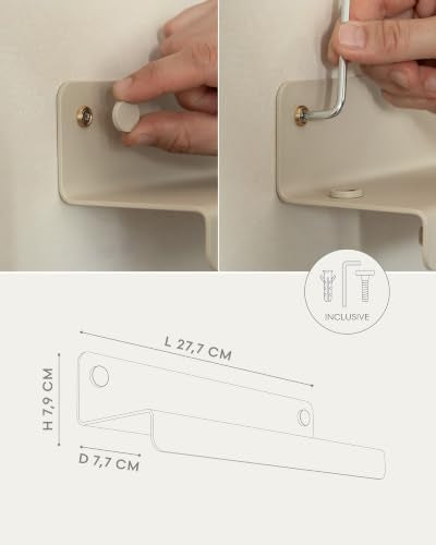 Kazai. Schlüsselbrett 'Holmsen' | Minimalistisches Schlüsselhaken-Design aus Berlin | Moderner Schlüsselhalter mit Ablage aus Metall | Schlüsselboard als Flur Möbel für die Wand | Taupe-Sand