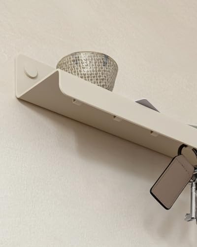 Kazai. Schlüsselbrett 'Holmsen' | Minimalistisches Schlüsselhaken-Design aus Berlin | Moderner Schlüsselhalter mit Ablage aus Metall | Schlüsselboard als Flur Möbel für die Wand | Taupe-Sand