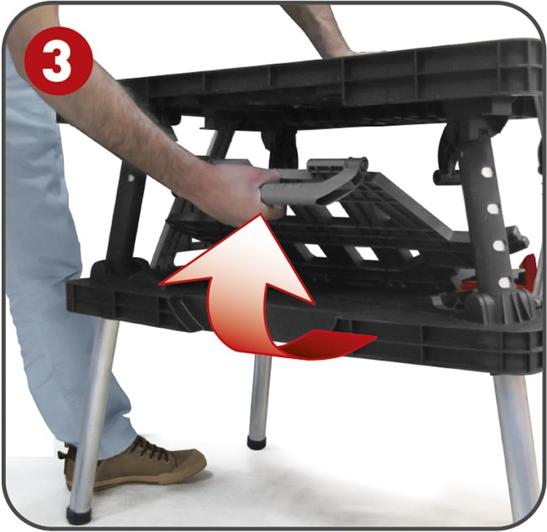 Keter Werkzeugbank faltbar Master Pro Serie Folding Work Table, Kunststoff, bis 450kg belastbar, inklusive Zwei 30cm Klemmen, wetterfest, Maße: 91x55,5x75,5cm