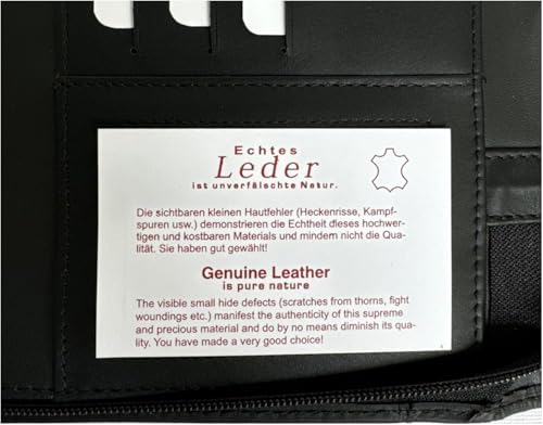 Schreibmappe A4 aus echtem Rindleder – Businessmappe & Konferenzmappe mit Reißverschluss, Schreibblock, Kartenfächern & Dokumentenfächern – Leder Dokumentenmappe für Büro & Business