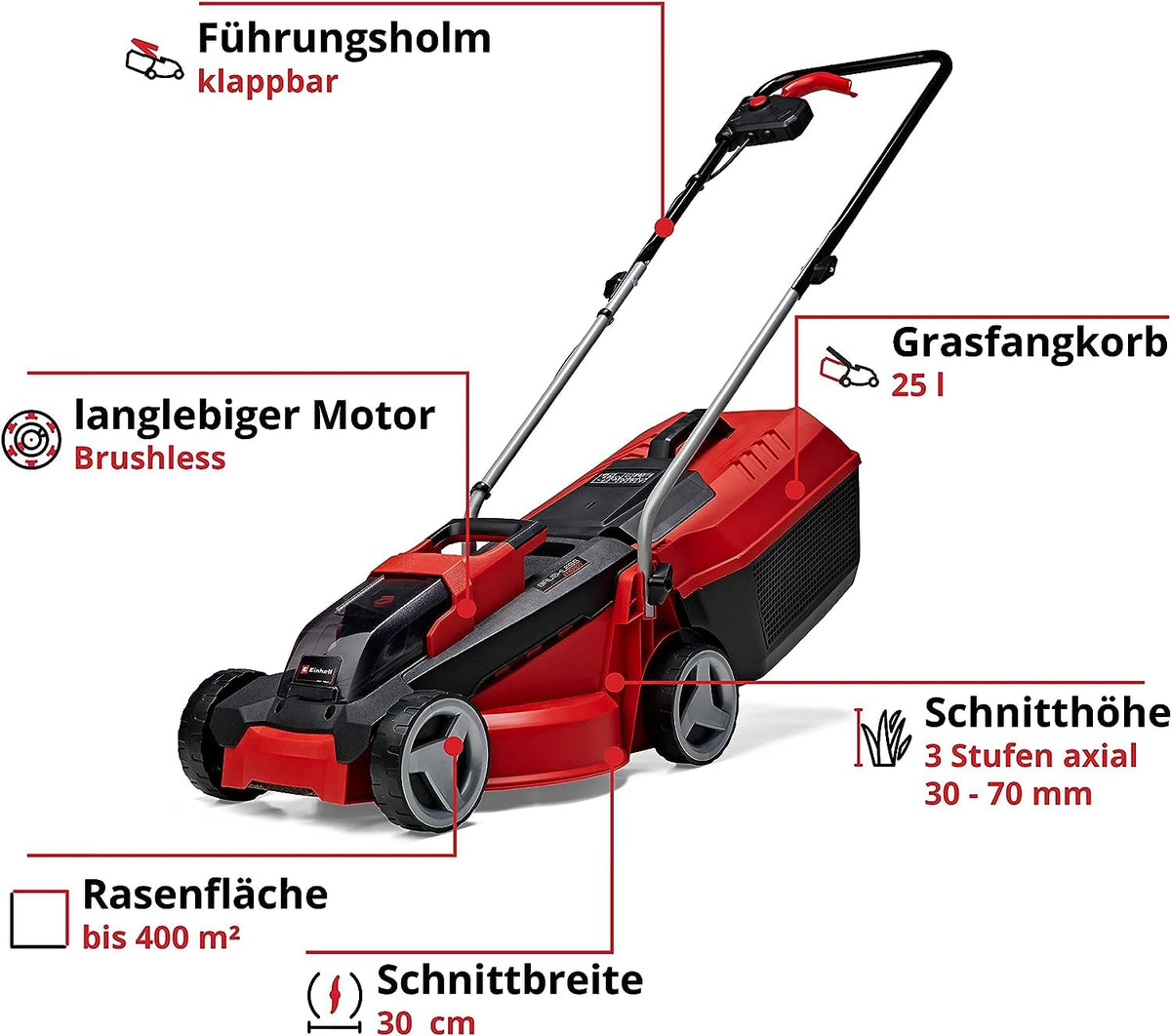 Einhell City Akku-Rasenmäher GE-cm 18/30 Li Kit