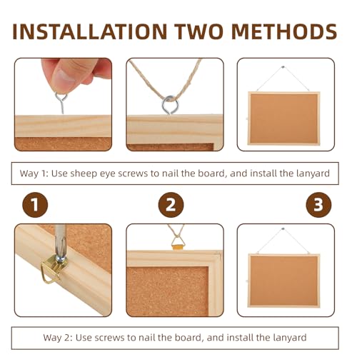 Pinnwand Kork 40 x 30 cm, cork board, mit 5 Stecknadeln, Korktafel mit Holzrahmen, ideal für Büro, Schule, Schlafzimmer und Zuhause, hochwertige Korkwand Pinnwand aus der, vielseitig und praktisch.