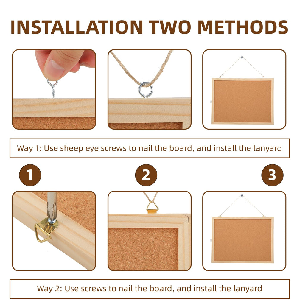 Pinnwand Kork 40 x 30 cm, cork board, mit 5 Stecknadeln, Korktafel mit Holzrahmen, ideal für Büro, Schule, Schlafzimmer und Zuhause, hochwertige Korkwand Pinnwand aus der, vielseitig und praktisch.