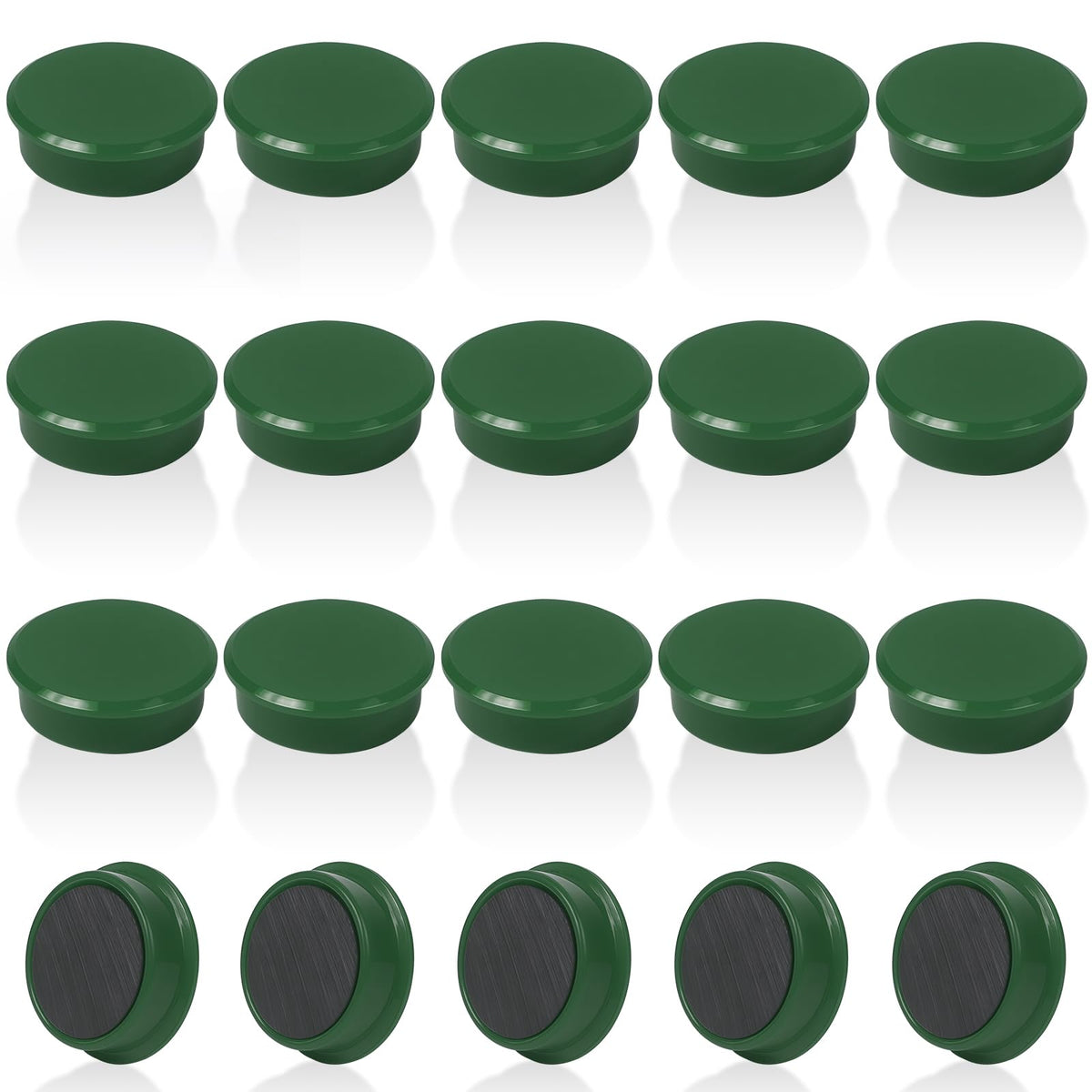 20 Stück Magnete für Magnettafel, Mini Magnete Stark Rund Flach Dunkelgrün, Whiteboard Magnete Klein für Büro, Kühlschrankmagnete Dekorativ, Magneten für Handwerk Küche & Pinnwand, Tafelmagnete