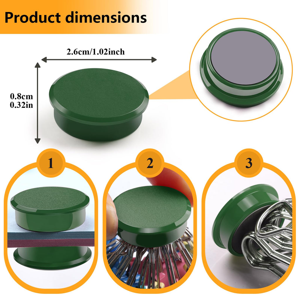 20 Stück Magnete für Magnettafel, Mini Magnete Stark Rund Flach Dunkelgrün, Whiteboard Magnete Klein für Büro, Kühlschrankmagnete Dekorativ, Magneten für Handwerk Küche & Pinnwand, Tafelmagnete