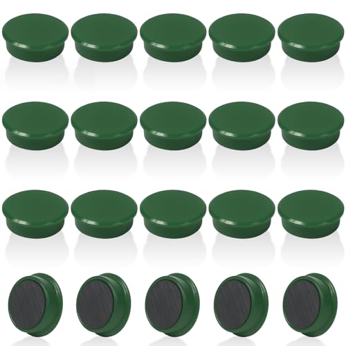 20 Stück Magnete für Magnettafel, Mini Magnete Stark Rund Flach Dunkelgrün, Whiteboard Magnete Klein für Büro, Kühlschrankmagnete Dekorativ, Magneten für Handwerk Küche & Pinnwand, Tafelmagnete