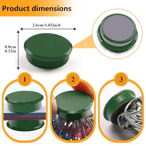 20 Stück Magnete für Magnettafel, Mini Magnete Stark Rund Flach Dunkelgrün, Whiteboard Magnete Klein für Büro, Kühlschrankmagnete Dekorativ, Magneten für Handwerk Küche & Pinnwand, Tafelmagnete
