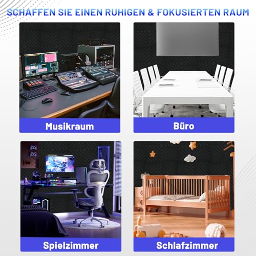 48 Stück Akustikschaumstoff Schallschutzplatten, 2.5 X 30 X 30CM Schalldämmung Akustikpaneele, Schallschutz Akustik Schaumstoffplatten, Hochdichte Schalldämmung Akustikplatten für Tonstudio, Heimkino