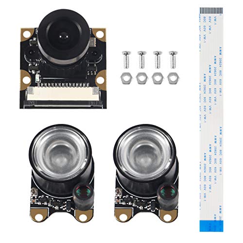 kompatibel mit Raspberry Pi Kamera Nachtsicht Infrarot Kameramodul 5MP OV5647 Webcam Einstellbare Kamera Video 1080p mit 2 Infrarot-IR-LED-Licht-HD-Webcam für Raspberry pi 3 B+/3B/2B/4B.