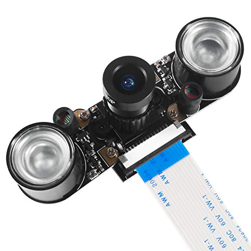 kompatibel mit Raspberry Pi Kamera Nachtsicht Infrarot Kameramodul 5MP OV5647 Webcam Einstellbare Kamera Video 1080p mit 2 Infrarot-IR-LED-Licht-HD-Webcam für Raspberry pi 3 B+/3B/2B/4B.