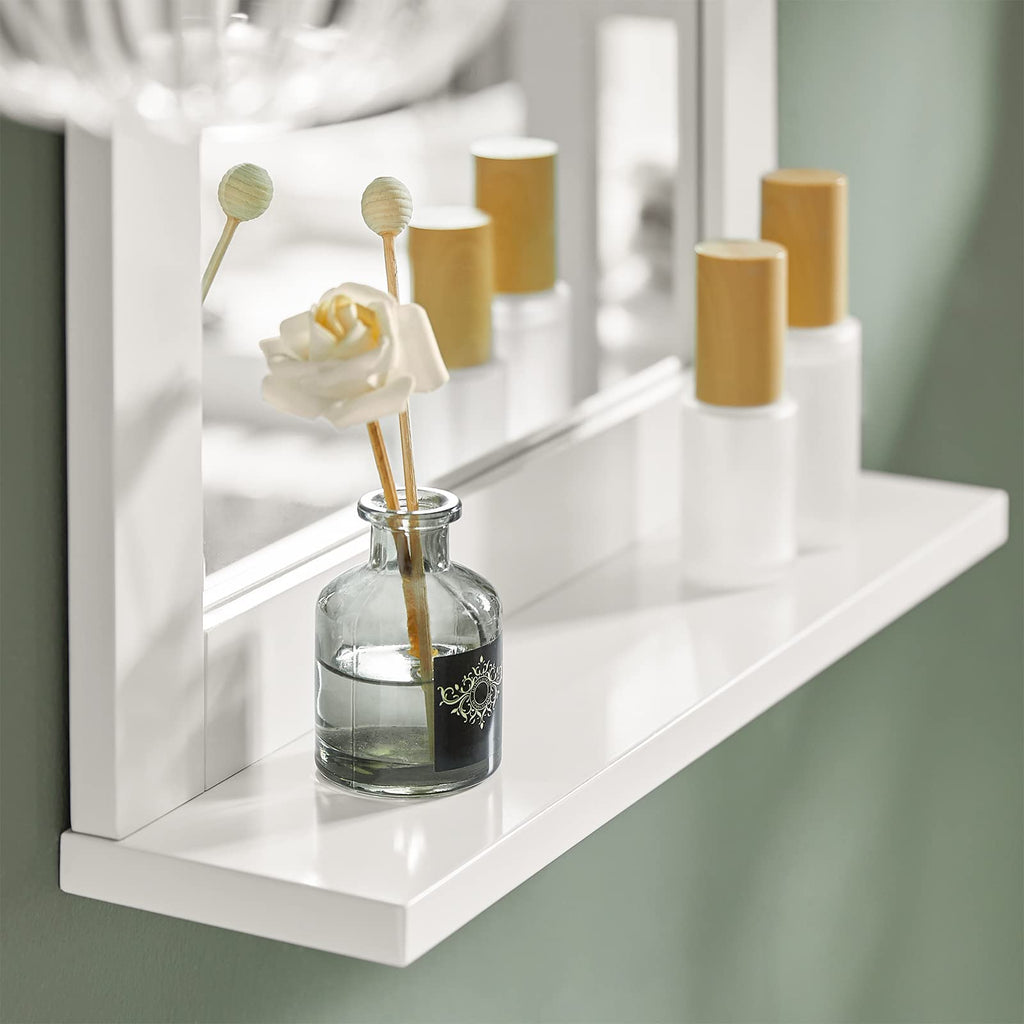 SoBuy Bad Hängeschrank mit Spiegel Wandregal Badschrank Hängend mit Ablage für Badezimmer Wandmontage Badspiegel Weiß 40x49x10cm FRG129-W