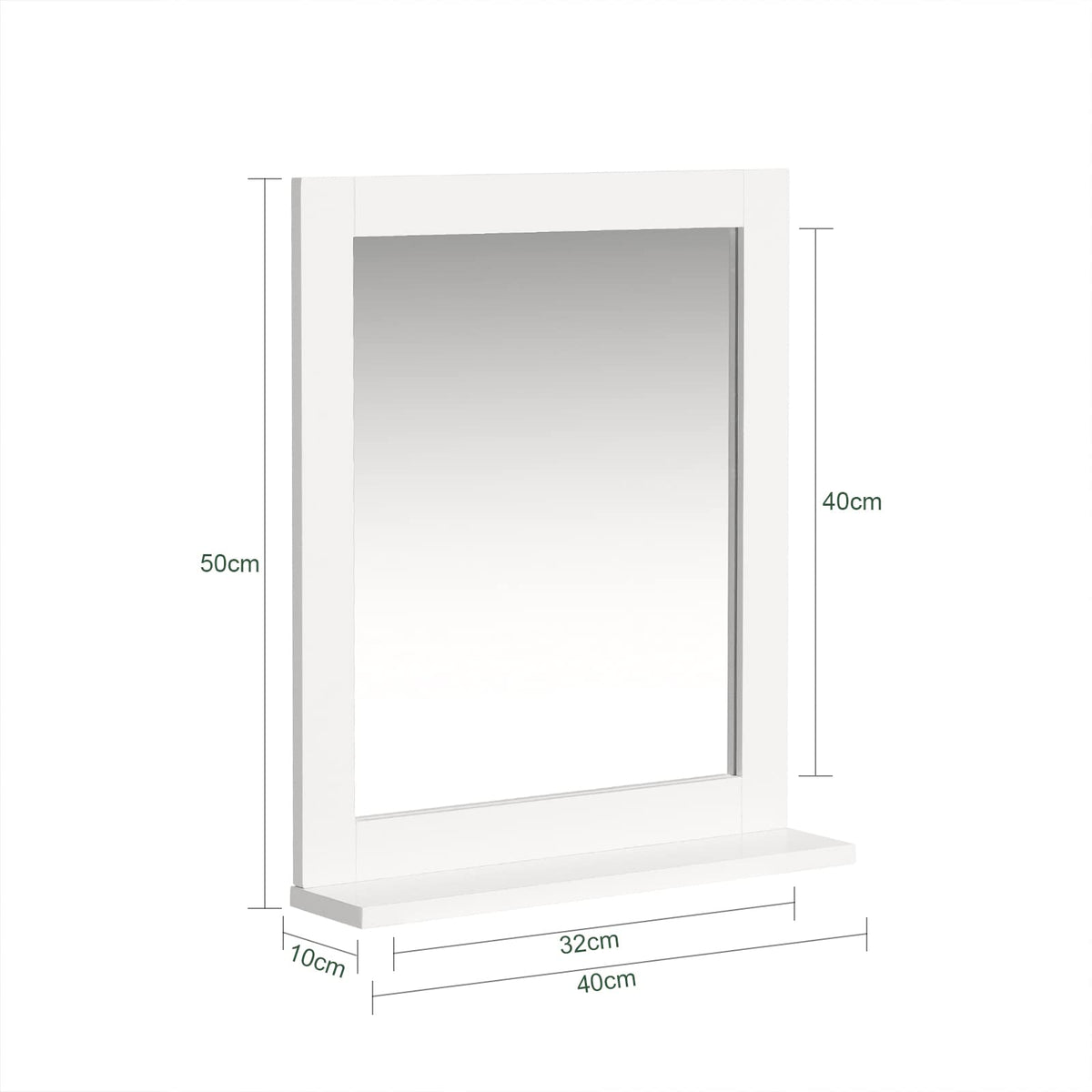 SoBuy Bad Hängeschrank mit Spiegel Wandregal Badschrank Hängend mit Ablage für Badezimmer Wandmontage Badspiegel Weiß 40x49x10cm FRG129-W