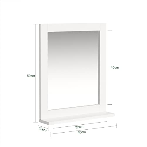 SoBuy Bad Hängeschrank mit Spiegel Wandregal Badschrank Hängend mit Ablage für Badezimmer Wandmontage Badspiegel Weiß 40x49x10cm FRG129-W