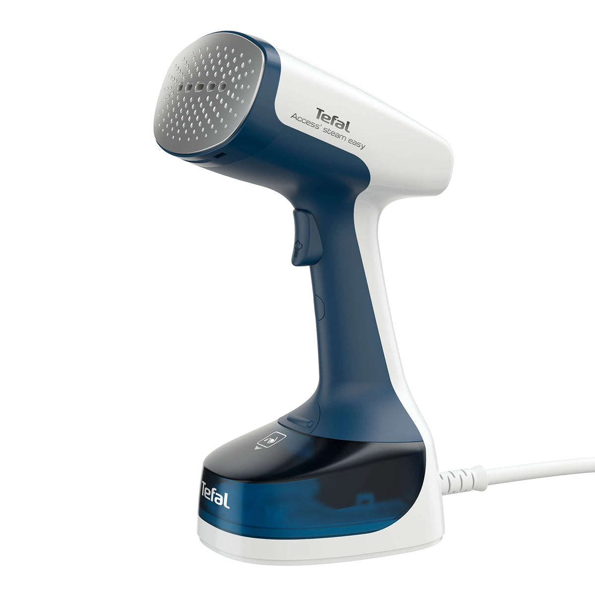 Tefal Access Steam Easy Dampfbürste, 15 Sekunden Aufheizzeit, 1400 Watt, bis zu 25 g/Min., 150 ml Wassertank, Dampfglätter, 8 Min. Steamen, 2,6 m Netzkabel, inklusive Zubehör, weiß/blau, DT7170