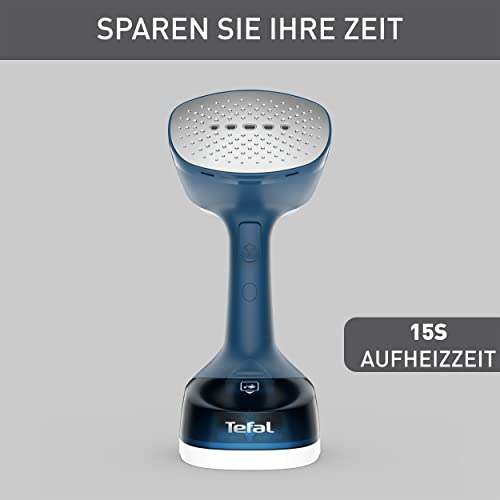 Tefal Access Steam Easy Dampfbürste, 15 Sekunden Aufheizzeit, 1400 Watt, bis zu 25 g/Min., 150 ml Wassertank, Dampfglätter, 8 Min. Steamen, 2,6 m Netzkabel, inklusive Zubehör, weiß/blau, DT7170