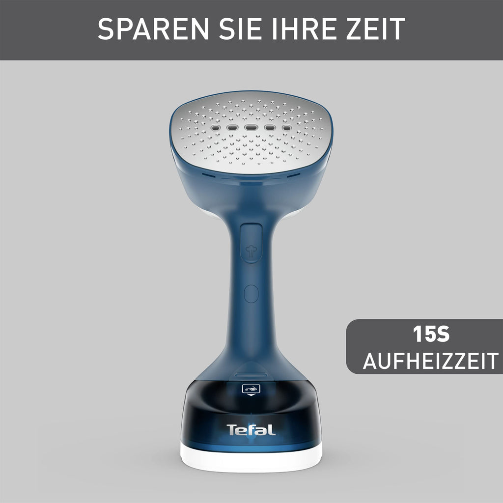Tefal Access Steam Easy Dampfbürste, 15 Sekunden Aufheizzeit, 1400 Watt, bis zu 25 g/Min., 150 ml Wassertank, Dampfglätter, 8 Min. Steamen, 2,6 m Netzkabel, inklusive Zubehör, weiß/blau, DT7170
