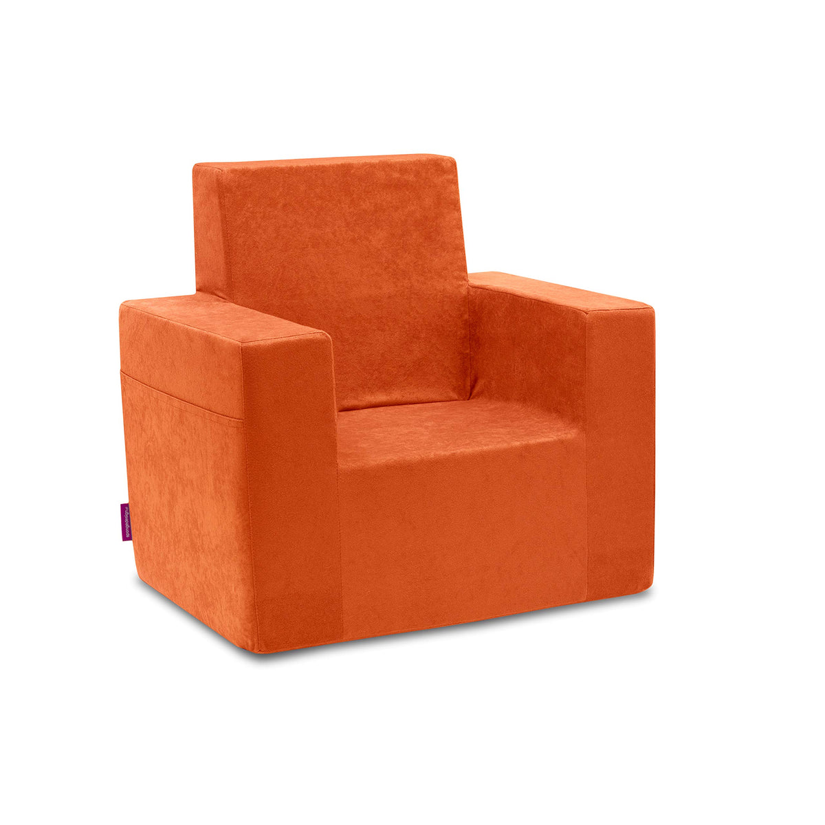 Badum - Kindersessel ab 2 Jahre - Kinder Sessel - Stabil, Bequem, aus Schaumstoff, mit Griff, Tasche - Abnehmbarer Bezug, Waschbar - Geschenk zum Geburtstag für Mädchen, Junge - Orange