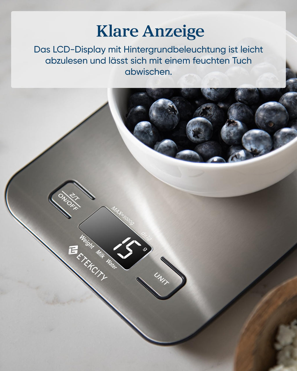 Etekcity Küchenwaage Digital, Edelstahl Waage Küche für Kaffee, Backen,Brot