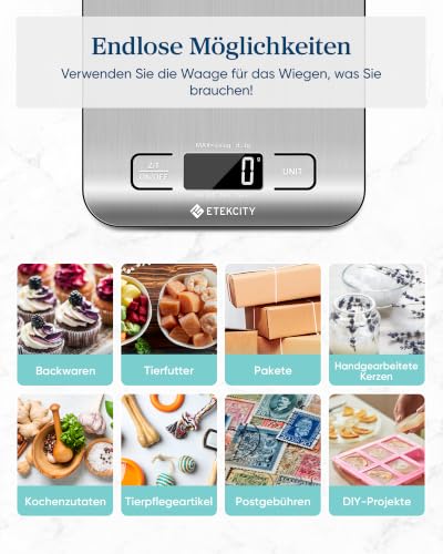 Etekcity Küchenwaage Digital, Edelstahl Waage Küche für Kaffee, Backen,Brot